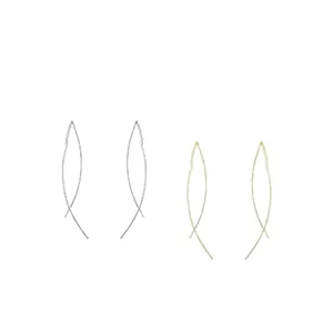 Minimalist S925 sterling silver linear drop earrings in gold and silver finishes