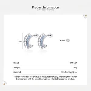 Boucles d'oreilles créoles S925 en argent avec perles incrustées et détails turquoise