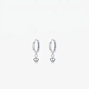 Orecchini a Cerchio con Sfera Rotonda in Argento Sterling 925 Donna Orecchini Minimalisti Lucidi in Argento Gioielli