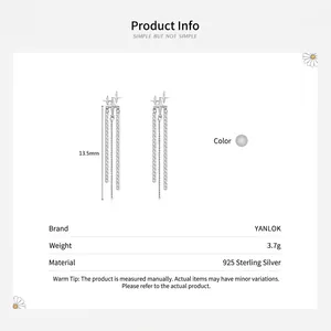 S925 sterling silver tassel earrings featuring star studs and triple chain fringe