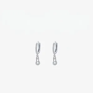 925 Sterling Silver Safety Pin Hoop Earrings For Women Pave Rhinestone Dangle Ear Jewelry Original Design Fashion Elegant Accessories