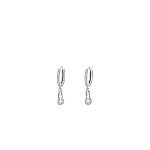 Exquisite S925 sterling silver safety pin earrings with micro-pave cubic zirconia crystals