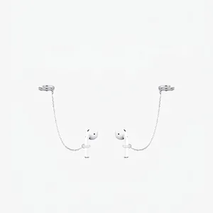 925 Sterling Silver Anti-lost Earring Chain With Rhinestone Ear Cuff For Wireless Headphones Women Fashion Jewelry Accessory