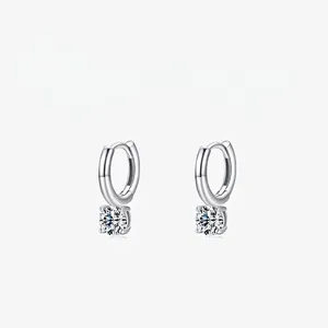 Orecchini a Cerchio in Argento Sterling 925 per Donna Orecchini a Pendente Minimalisti con Zirconia Tonda Gioielli CZ Eleganti