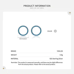 925 Sterling silver round turquoise stud earrings with hollow design and 10.3mm diameter
