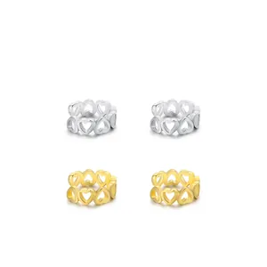 Ear Cuff en Argent Sterling 925 Cœur Ajouré Boucles d'Oreilles Non Percées Minimalistes Femme Bijoux Or Argent Cadeau