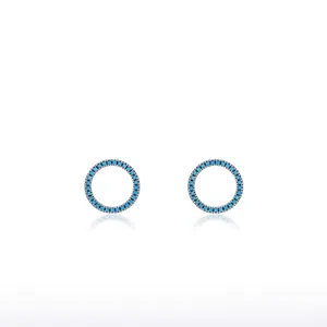 Minimalist S925 sterling silver turquoise circle stud earrings with micro-pave setting