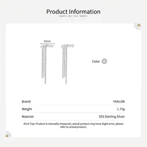 Elegant S925 sterling silver long tassel drop earrings with HAPPY letter cutout