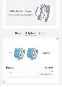 Detail view of S925 sterling silver turquoise huggie earrings measuring 12mm and 3.13g
