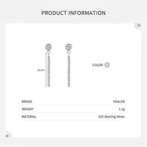 Boucles d'oreilles pendantes à pampilles en argent 925 avec zircons brillants, 21mm