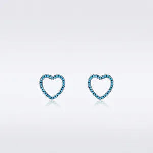 Boucles d'Oreilles Clous Cœur en Argent Sterling S925 pour Femmes Élégantes Incrustées de Turquoise Bijoux de Mode