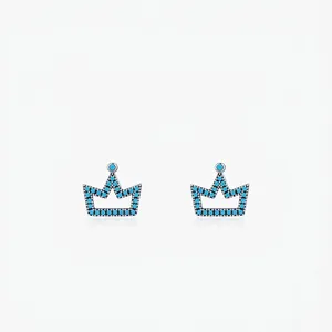 S925 Sterlingsilber Türkis Krone Ohrstecker Für Damen Zarte Blaue Edelstein Besetzte Kronenohrringe Vintage Schmuck