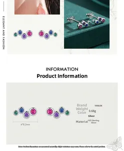Detailed view of sterling silver rainbow earrings with multi-color zircon in velvet box