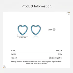 Boucles d'oreilles cœur en argent 925 et turquoise avec dimensions et spécifications