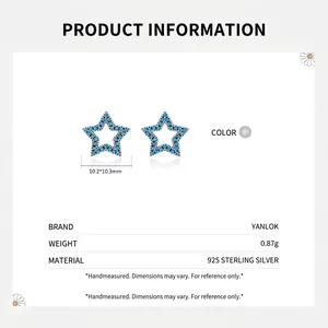 Boucles d'oreilles étoiles en argent sterling 925 avec des pierres de zircon bleu