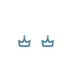 Elegante S925 Sterling Silber Kronen-Ohrstecker mit Türkis-Steinen für Damen