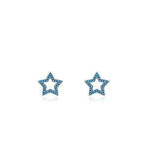 Boucles d'oreilles étoiles minimalistes en argent s925 avec pavé de turquoise