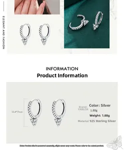 Macro view of S925 sterling silver hoop earrings with a geometric zircon triangle pendant