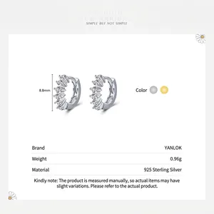 Créoles en argent fin S925 avec zircons incrustés, diamètre extérieur de 8,8 mm