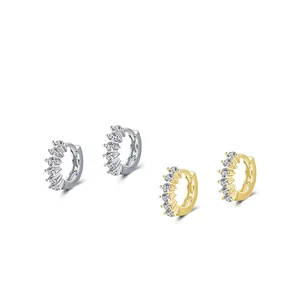 Créoles minimalistes en argent S925 avec zircons blancs et finition raffinée
