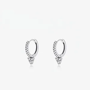 925 Sterling Silver Geometric Hoop Earrings For Women Micro Inlaid Zirconia Light Luxury Minimalist Fashion Jewelry Small Ear Buckles