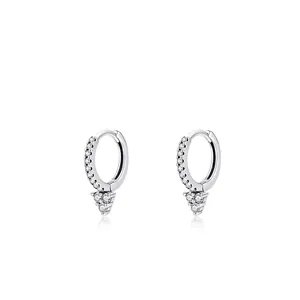 S925 sterling silver hoop earrings with micro-paved cubic zirconia triangular drops