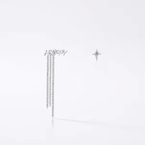 Boucles d'oreilles asymétriques élégantes en argent S925 avec pampilles HAPPY