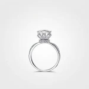 Luxury 925 Sterling Silver Crown Ring For Women Fashion Rhinestone Inlaid Engagement Wedding Ring Commuter Jewelry
