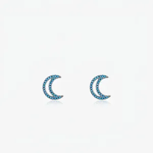 S925 Sterling Silver Turquoise Crescent Moon Stud Earrings For Women Retro Simple Bohemian Small Inlaid Fashion Jewelry Gift