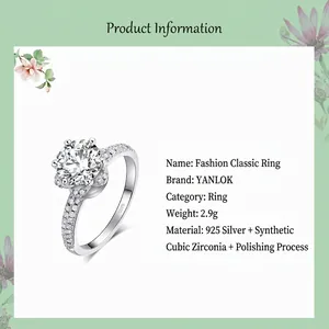 Luxurious S925 sterling silver crown ring with 9mm sparkling round cubic zirconia stone