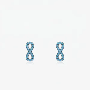 925 Sterling Silver Infinity Turquoise Stud Earrings Minimalist Fashion Jewelry For Women Everyday Wear Elegant Accessory