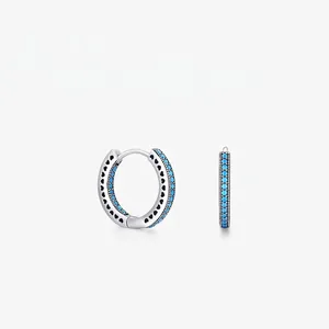 Vintage 925 Sterling Silver Turquoise Hollow Heart Hoop Earrings For Women Inlaid Geometric Elegant Statement Circle Jewelry