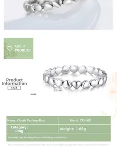 Detailed S925 sterling silver heart ring specifications showing weight and dimensions