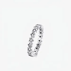925 Sterling Silver Star Ring For Women Minimalist Dainty Pave Rhinestone Finger Ring Stackable Niche Design Fashion Jewelry
