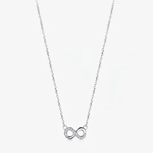 Collier Pendentif Infini en Argent Sterling 925 pour Femme Pavé de Zirconia Bijoux de Mode Minimalistes Élégante Chaîne Forçat Cadeau