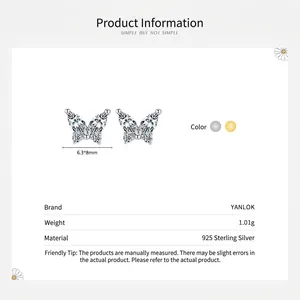 Élégantes boucles d'oreilles papillon en argent 925 serties de zircons brillants