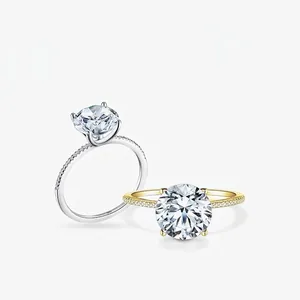 925 Sterling Silver Zirconia Ring For Women Luxury Round Six Prong Inlaid Zirconia Engagement Wedding Band Fashion Jewelry