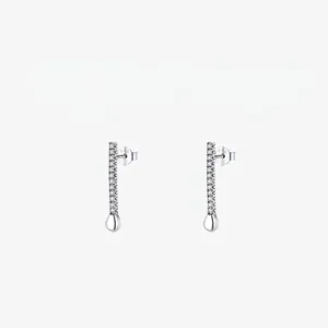 925 Sterling Silver Stud Earrings For Women Elegant Geometric Micro Pave Rhinestone Water Drop Stud Earrings Jewelry Gift
