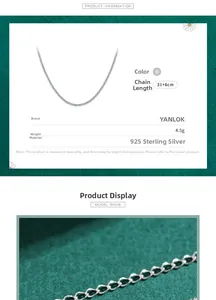 Détails de la chaîne en argent sterling S925 de 31+6 cm et un poids de 4,5 g