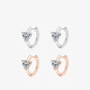 925 Sterlingsilber Herz Zirkonia Creolen Elegant Minimalistisch Funkelnd Zirkonia Ohrschnalle Für Damen Mode Schmuck