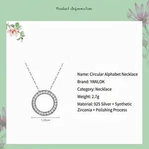 Minimalist 925 sterling silver circle pendant necklace with micro-set zirconia jewelry