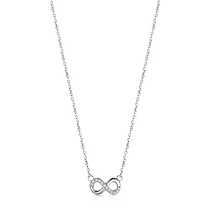 Collier infini en argent avec oxydes de zirconium sertis sur une chaîne délicate