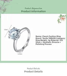 Detailed macro view showing the S925 hallmark on the polished classic six-prong silver ring