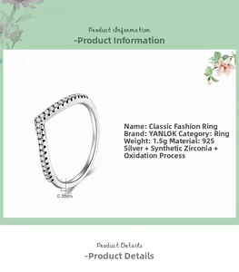 Detailed specs of S925 sterling silver V-shape arrow ring with cubic zirconia stones