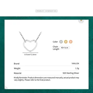 Collier minimaliste en argent sterling S925 avec pendentif cœur ajouré et chaîne réglable