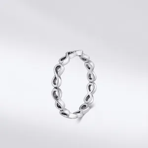 Minimalist 925 Sterling Silver Infinity Ring For Women Polished Oxidized Hollow Continuous Infinity Band Fashion Jewelry