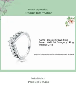 Detailed close-up of 925 sterling silver crown ring with sparkling cubic zirconia stones