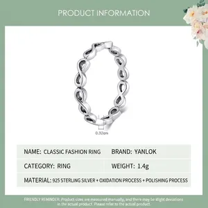 S925 sterling silver infinity symbol ring with oxidized vintage finish and 0.32cm band