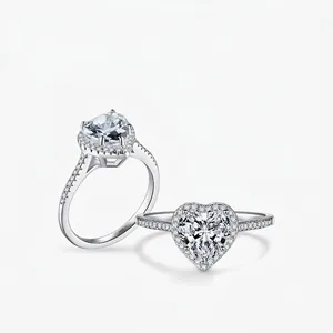 925 Sterlingsilber Herz Zirkonia Ring Für Damen Luxus Halo Pave Eingelegt Verlobung Hochzeit Schmuck Mode Geburtstag Geschenk