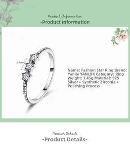 Détails de la bague étoile en argent sterling avec dimensions et poids de 1,45g